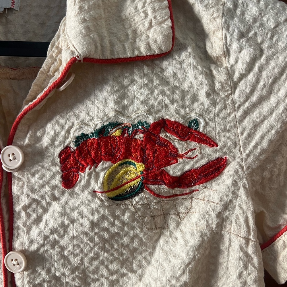 BDG Urban Outfitters Embroidered Lobster Button Up Top Small Nautical Vacation - Picture 3 of 12